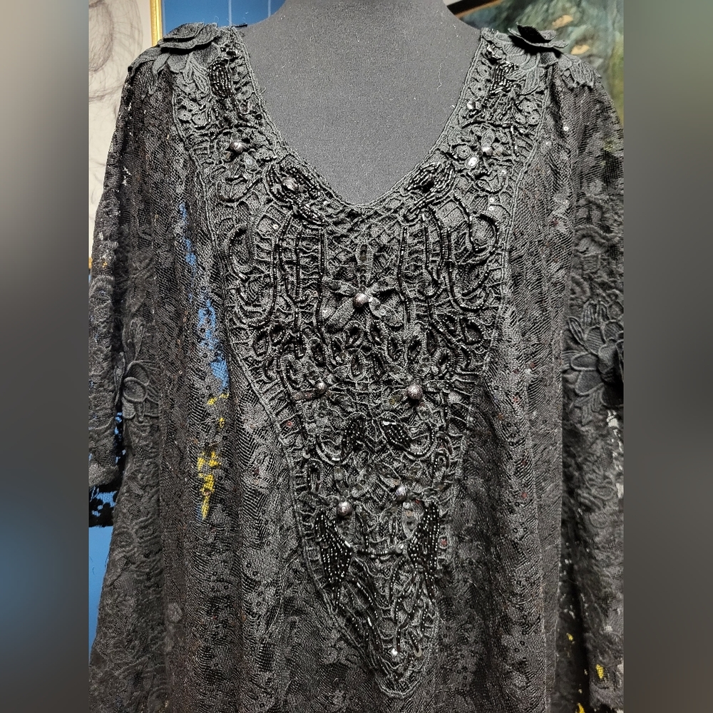 Beatnik Philosophy Lace & Bead Kaftan - Picture 5 of 11